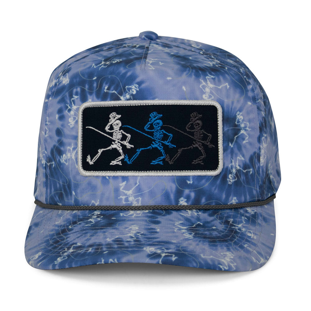 Dancing Skeletons Fly Fishing Trucker Tie Dye Rope Cap