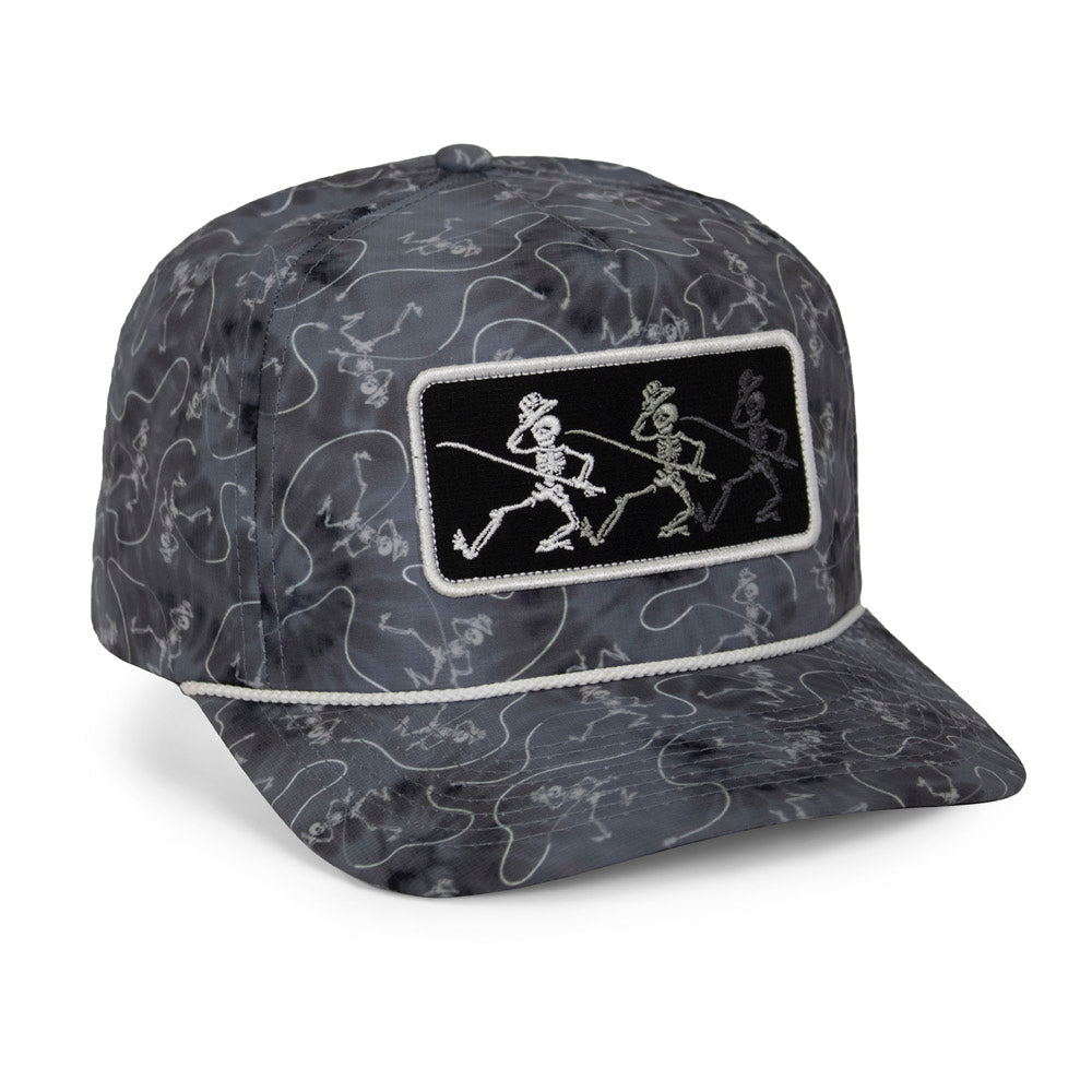 Dancing Skeletons Fly Fishing Trucker Tie Dye Rope Cap