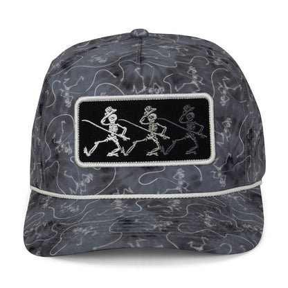 Dancing Skeletons Fly Fishing Trucker Tie Dye Rope Cap