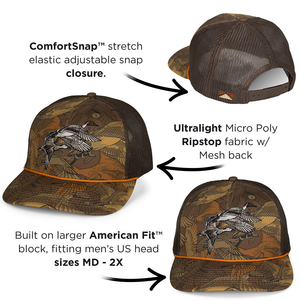 Pintail Pair Duck Hat Waterfowl Print 6-Panel Rope Cap