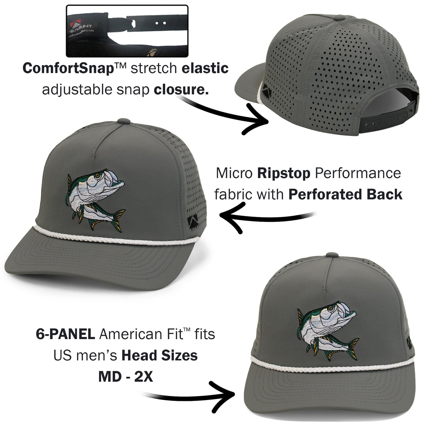 TARPOON 5-Panel Perforated Performance Rope Cap