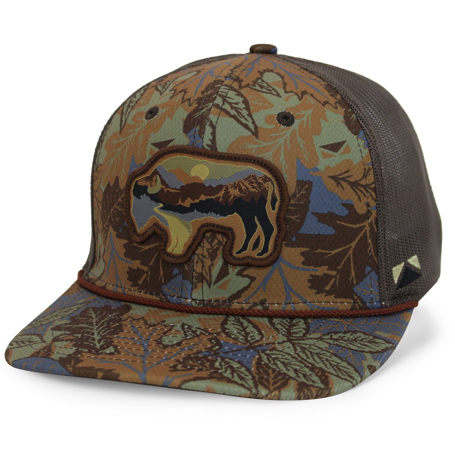 Sunset Bison Buffalo Meshback Rope Cap