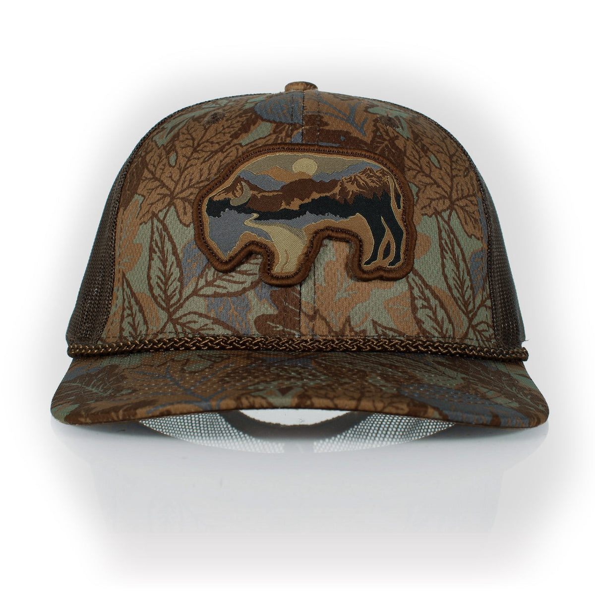 Sunset Bison Buffalo Meshback Rope Cap