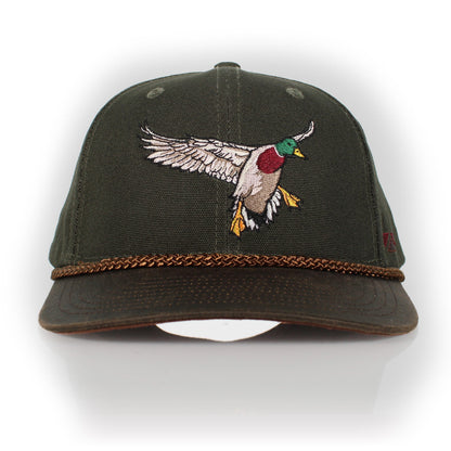 Canvas Mallard Drake Duck Hat with Wax Cloth Visor