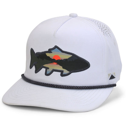 Sunset Fish Silhouette 5-Panel Performance Rope Cap