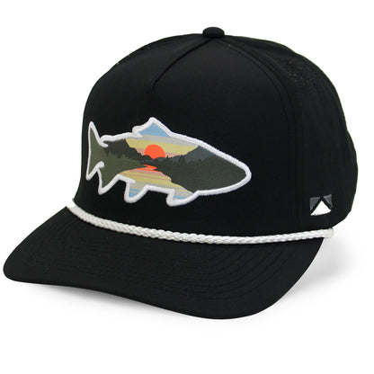 Sunset Fish Silhouette 5-Panel Performance Rope Cap