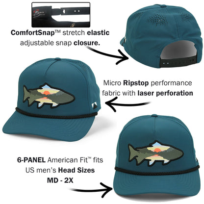 Sunset Fish Silhouette 5-Panel Performance Rope Cap