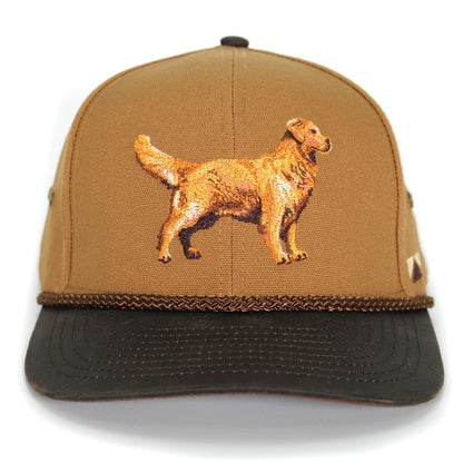 Canvas Golden Retriever Hat with Wax Cloth Visor