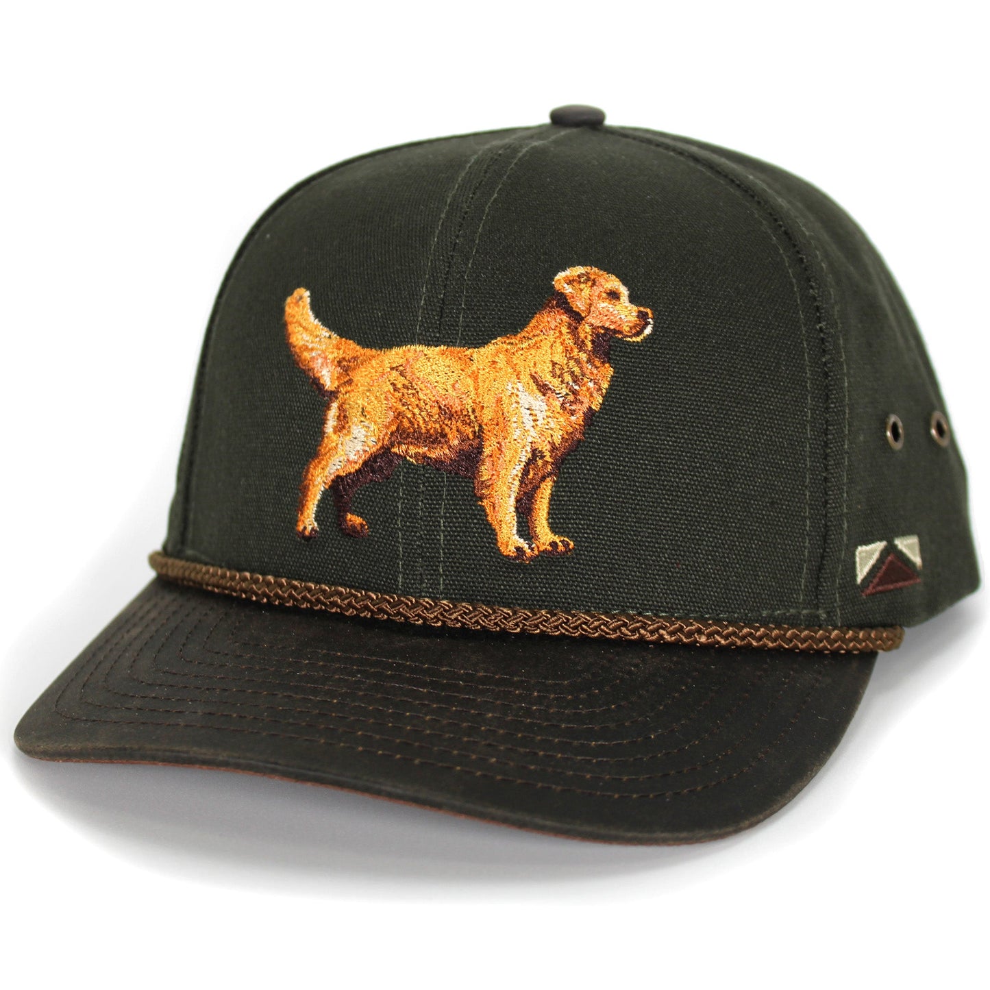 Canvas Golden Retriever Hat with Wax Cloth Visor