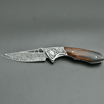 Artemis Japanese VG10 Damascus Pocket Knife with Clip & Exotic Red Sandal Wood Handle