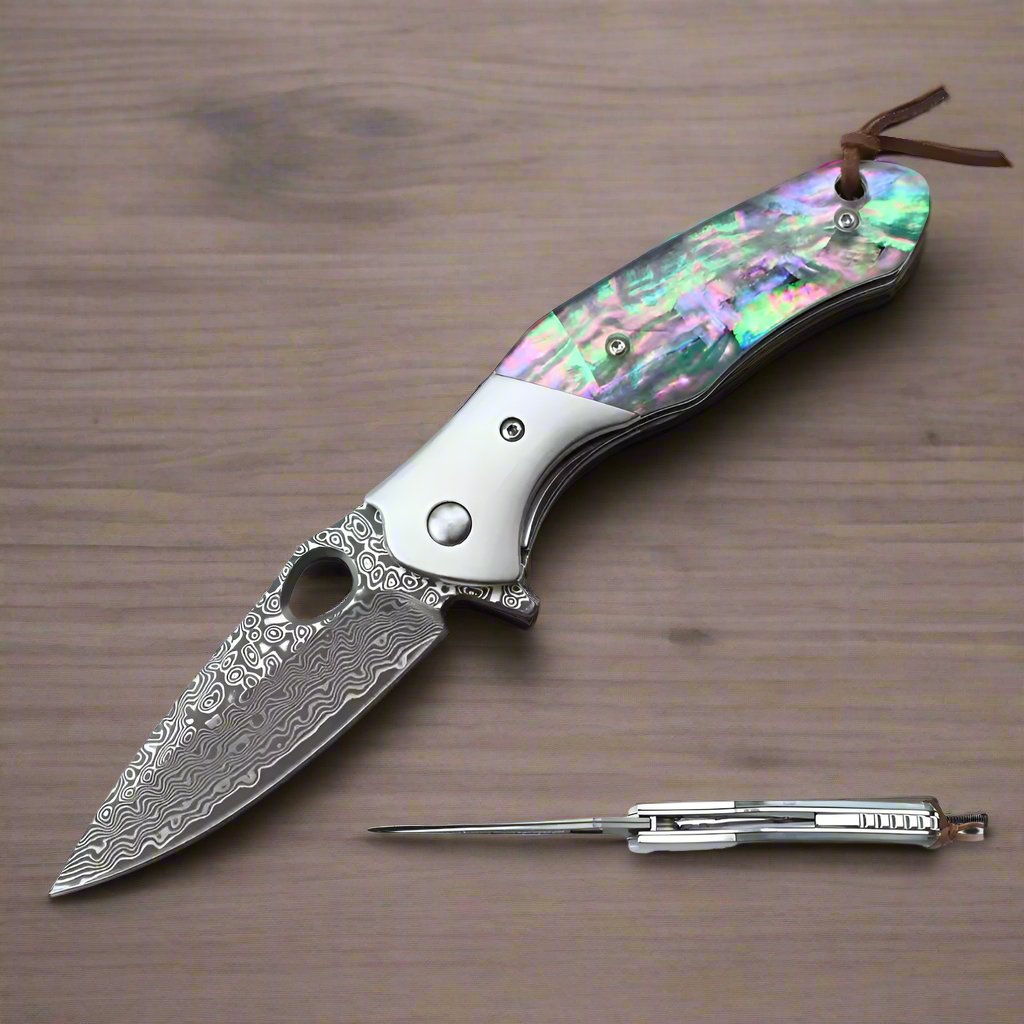 Spire Japanese VG10 Gentleman's Pocket Knife with Abalone Shell Handle ...