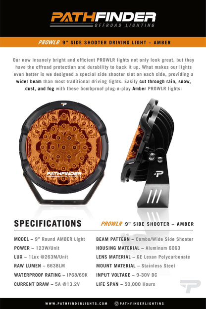 PROWLR 9" LED Driving Light [TRUE AMBER]