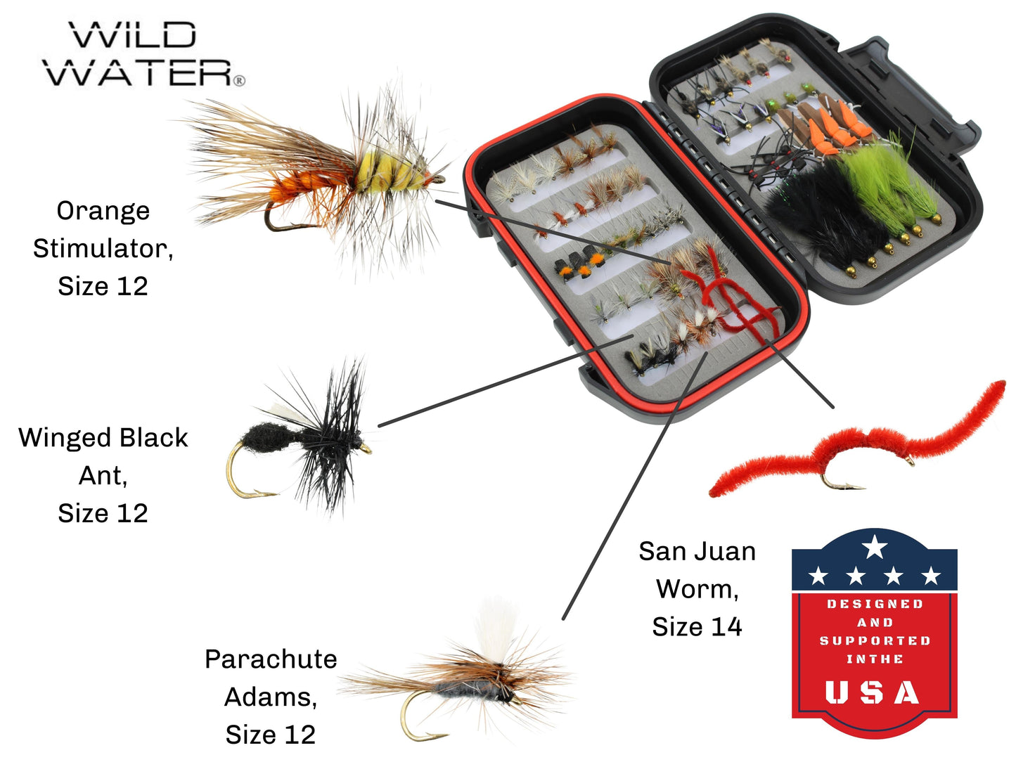 Mini Mega Fly Assortment, 60 All-Time Most Popular Flies | Fly Box | Wild Water Fly Fishing