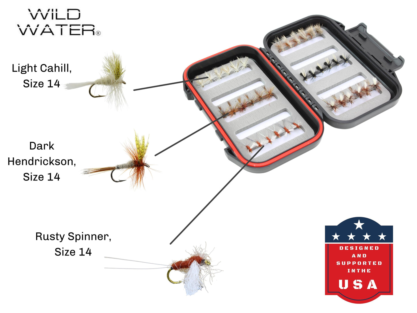 Dry Fly Assortment, 36 Dry Flies | Fly Box | Wild Water Fly Fishing