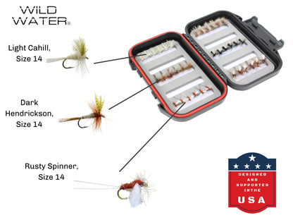 Dry Fly Assortment, 36 Dry Flies | Fly Box | Wild Water Fly Fishing