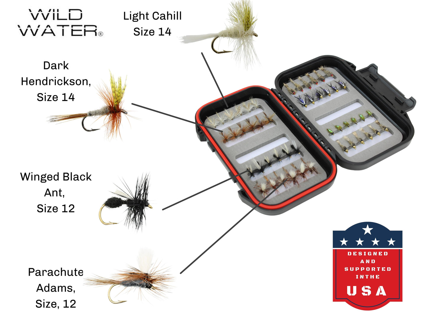 Dry and Nymph Fly Assortment, 48 Flies | Fly Box | Wild Water Fly Fishing