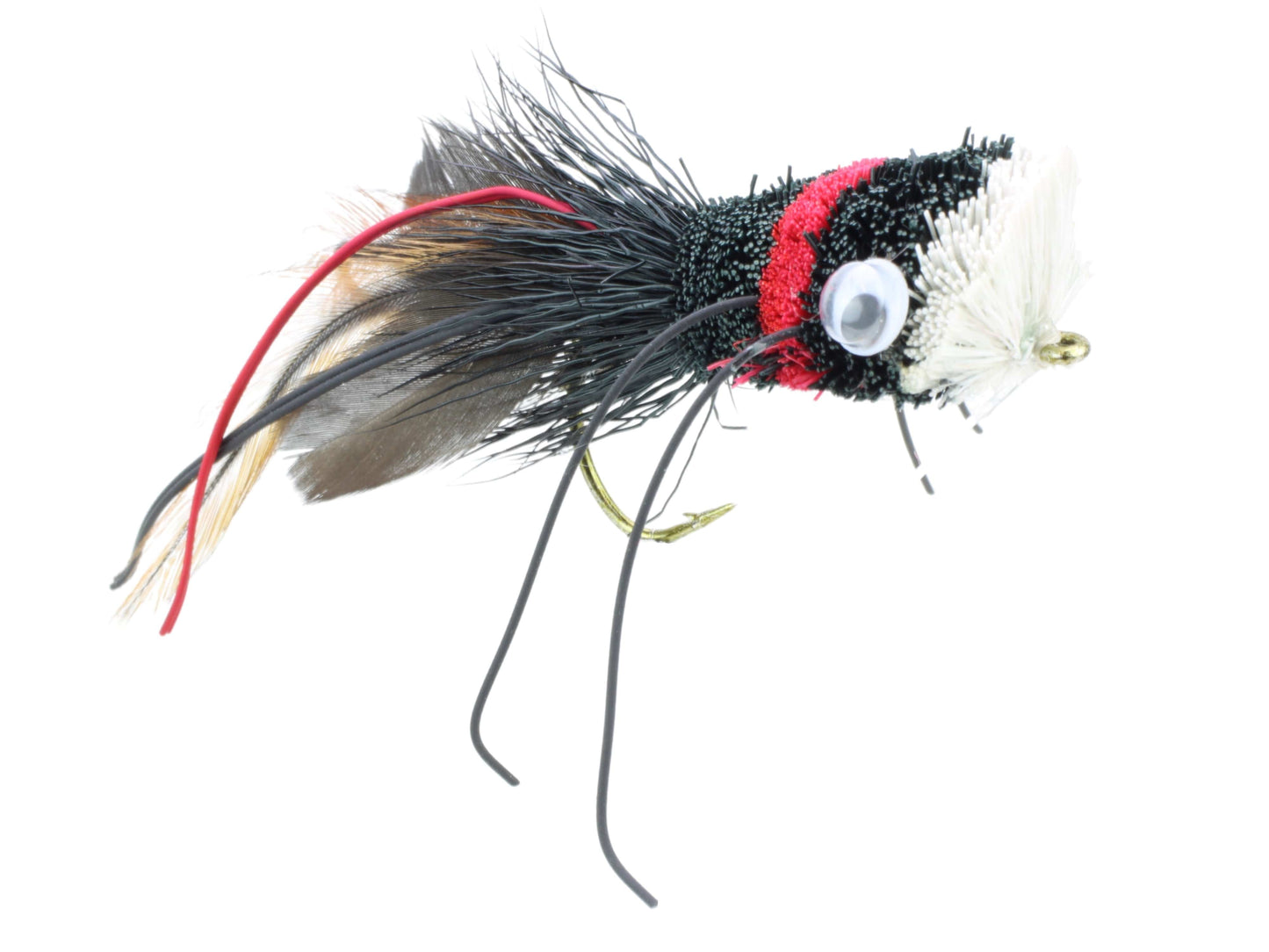 Deer Hair Bass Bug, Size 2 | Qty. 2 | Red | Black | White | Wild Water Fly Fishing