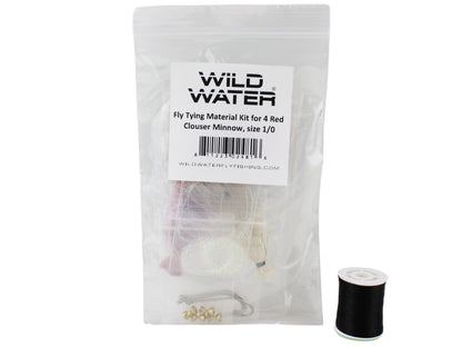 Red Clouser Minnow Fly Tying Material Kit, size 1/0 | Wild Water Fly Fishing