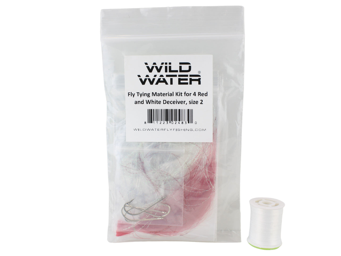 Red and White Deceiver Fly Tying Material Kit, size 2 | Wild Water Fly Fishing