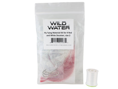 Red and White Deceiver Fly Tying Material Kit, size 2 | Wild Water Fly Fishing