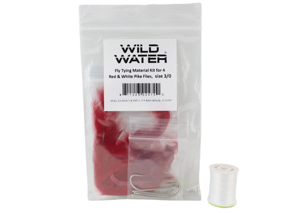 Red and White Pike Fly Tying Material Kit, size 3/0 | Wild Water Fly Fishing