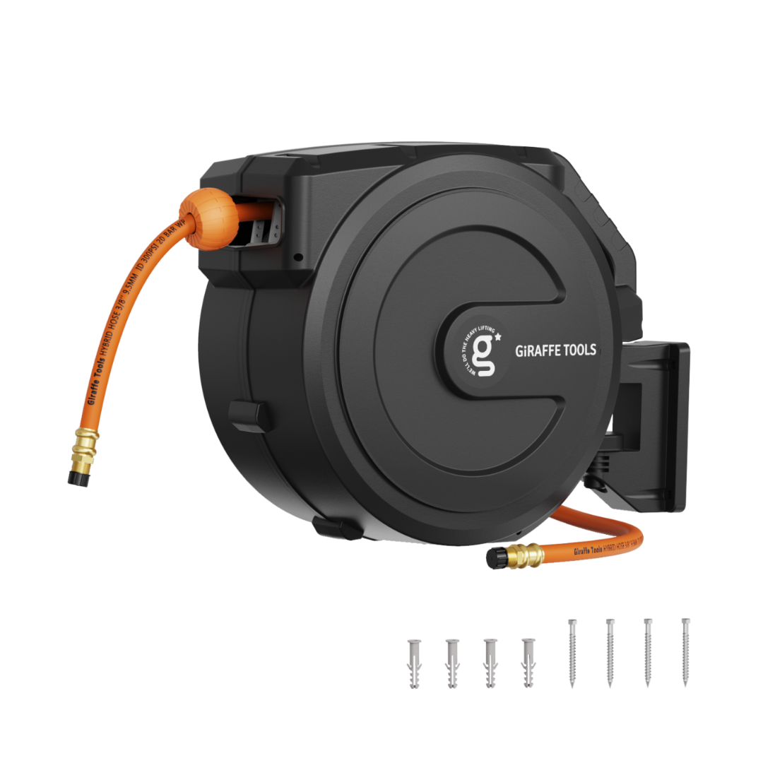 Giraffe Tools Retractable Air Hose Reel-PP Housing-3/8in-50ft