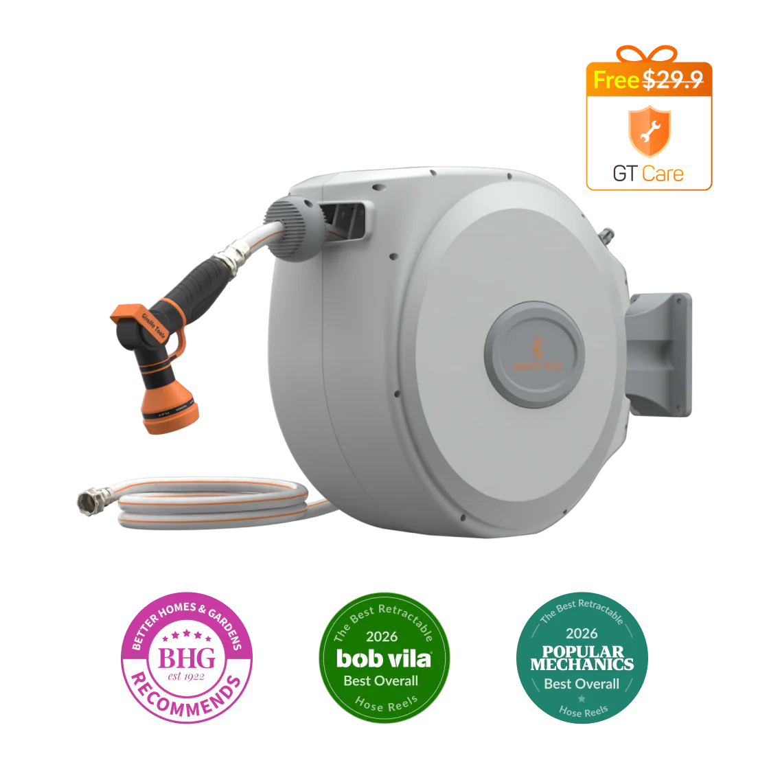 Retractable Garden Hose Reel 65ft-155ft