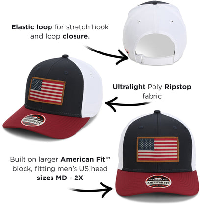 Riverside American Flag Hat Structured Ripstop Cap RWB