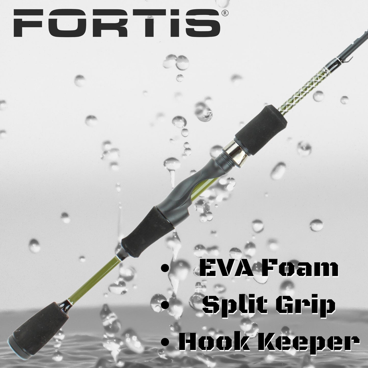 5' Ultra Light Action Spinning Rod and Reel Package, 2 Piece Fiberglass/Graphite Spinning Rod  |2000 Spinning Reel | FORTIS