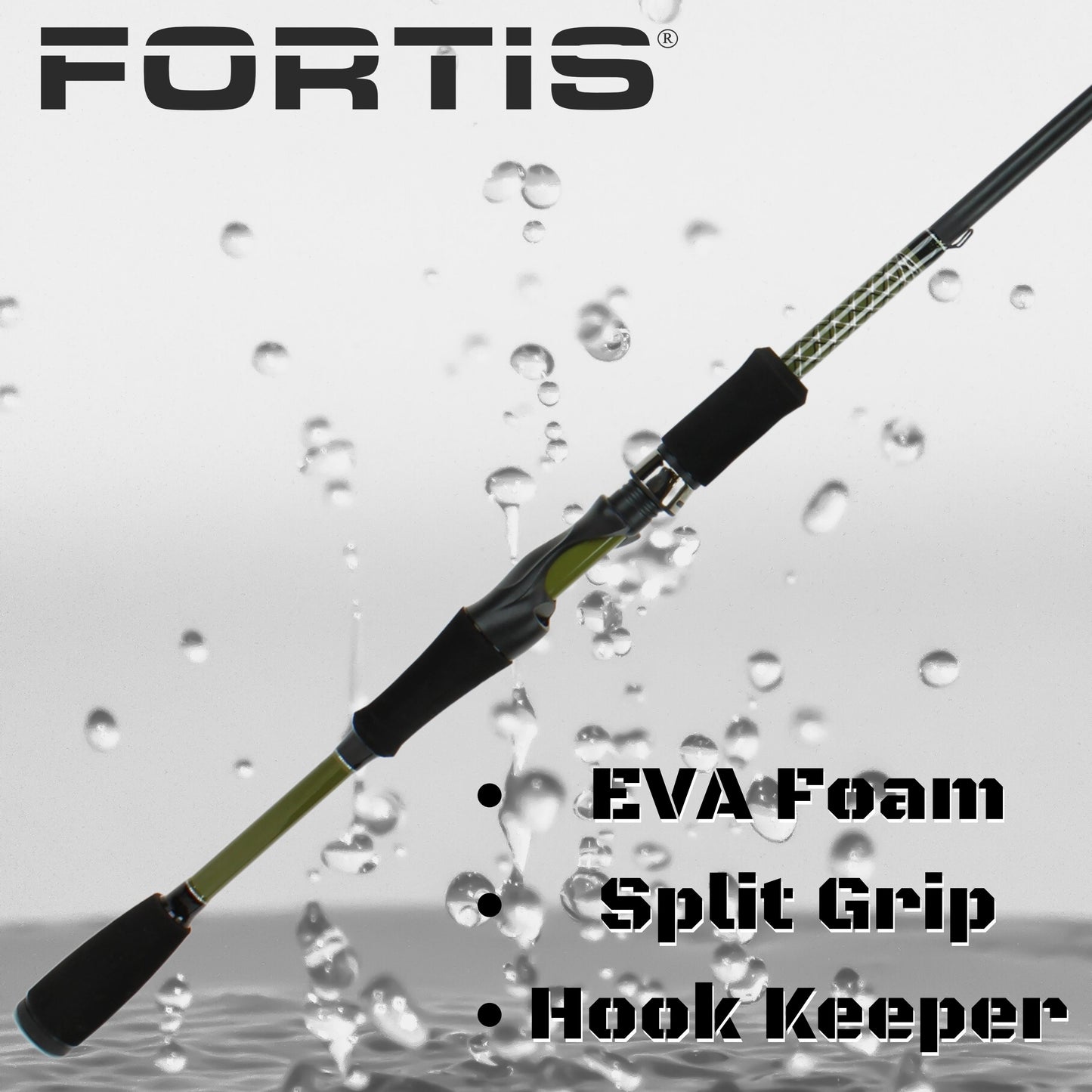 7' Fiberglass/Graphite Spinning Rod, Medium Action | 2 Piece | FORTIS