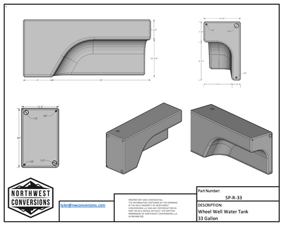 NW Conversions 33 Gallon Wheel Well Water Tank - Right (SP-R-33)