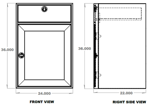 24" One Door, One Drawer Base Cabinet - 24" x 22" x 36"