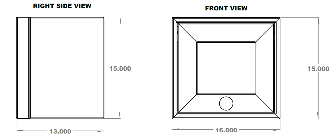16" Upper Cabinet - Square Back - 16" x 13" x 15"