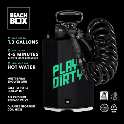 BeachBox Portable Camping Shower Tank - Play Dirty / Black