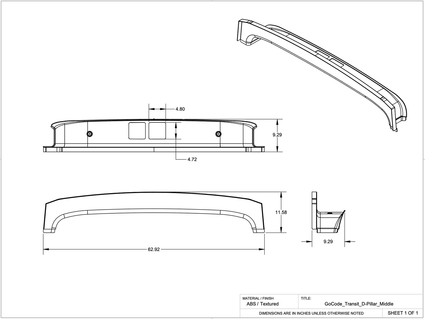 Ford Transit D Pillar Trim Kit