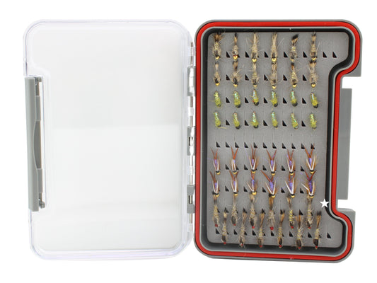 Nymph Assortment, 48 Flies | Low Profile Fly Box | Wild Water Fly Fishing