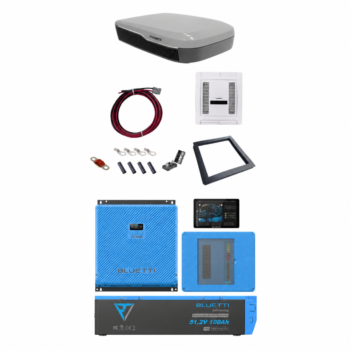 BLUETTI 5kWh RVSolar 48V Power System + Dometic 48V FreshJet Air Conditioner + Heat Pump