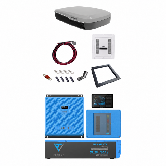 BLUETTI 5kWh RVSolar 48V Power System + Dometic 48V FreshJet Air Conditioner + Heat Pump
