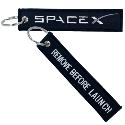 BLACK SpaceX REMOVE BEFORE LAUNCH Luggage Tag zipper pull keychain Space X CL4-06