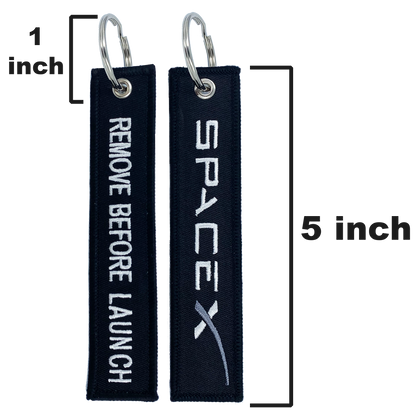 BLACK SpaceX REMOVE BEFORE LAUNCH Luggage Tag zipper pull keychain Space X CL4-06