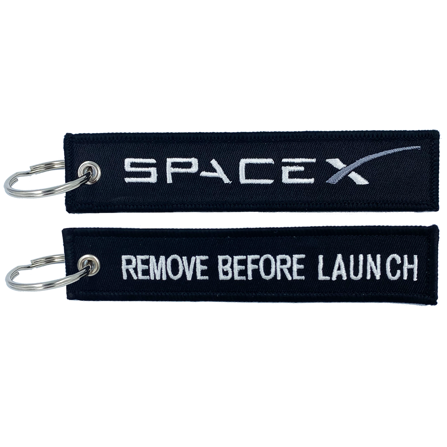 BLACK SpaceX REMOVE BEFORE LAUNCH Luggage Tag zipper pull keychain Space X CL4-06