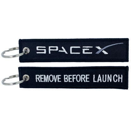 BLACK SpaceX REMOVE BEFORE LAUNCH Luggage Tag zipper pull keychain Space X CL4-06