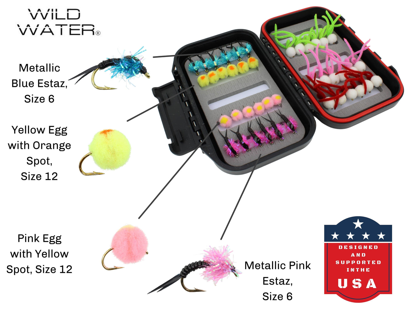 Steelhead/Egg Fly Assortment, 42 Flies | Fly Box | Wild Water Fly Fishing