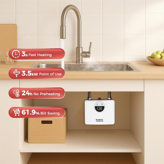 Camplux On Demand Hot Water Heater Electric 120V - 3.5kW | White