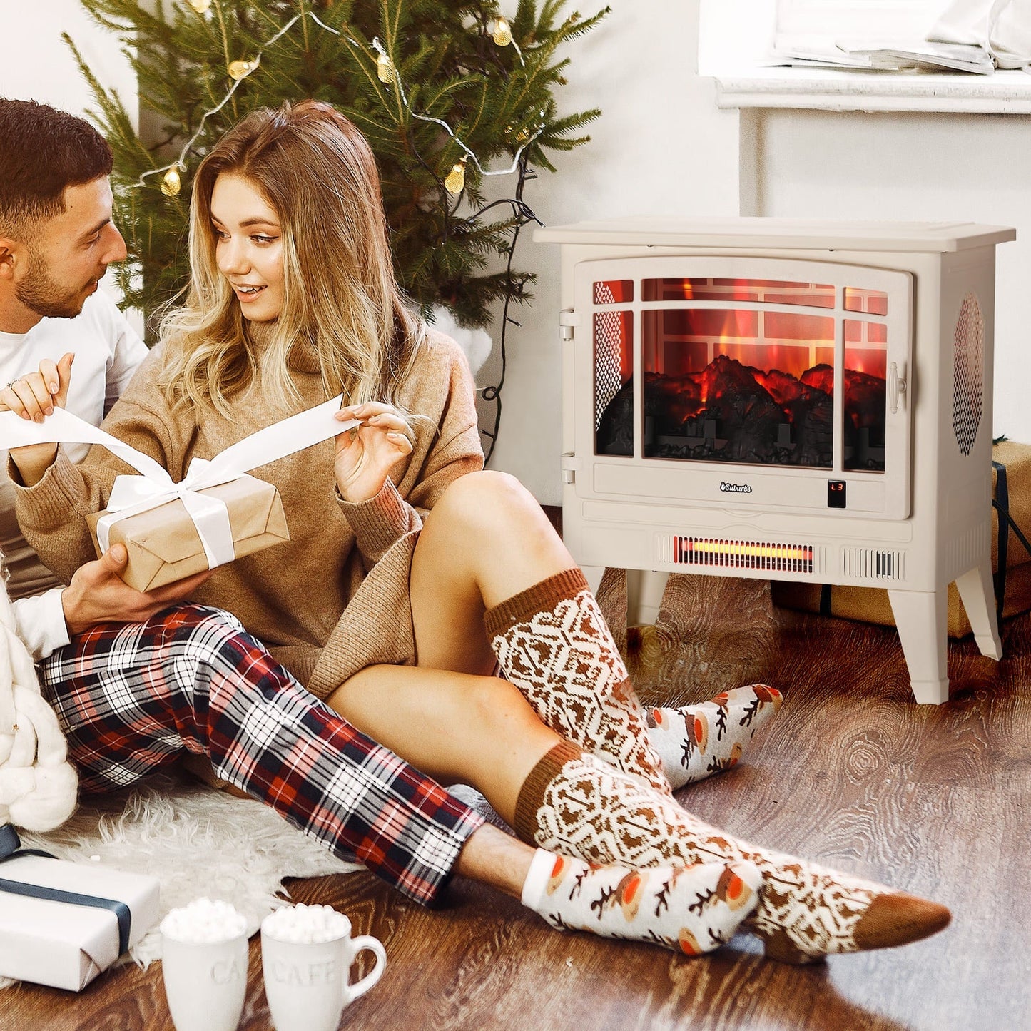 Suburbs TS25 Smart Electric Fireplace Stove Heater, WiFi Enabled