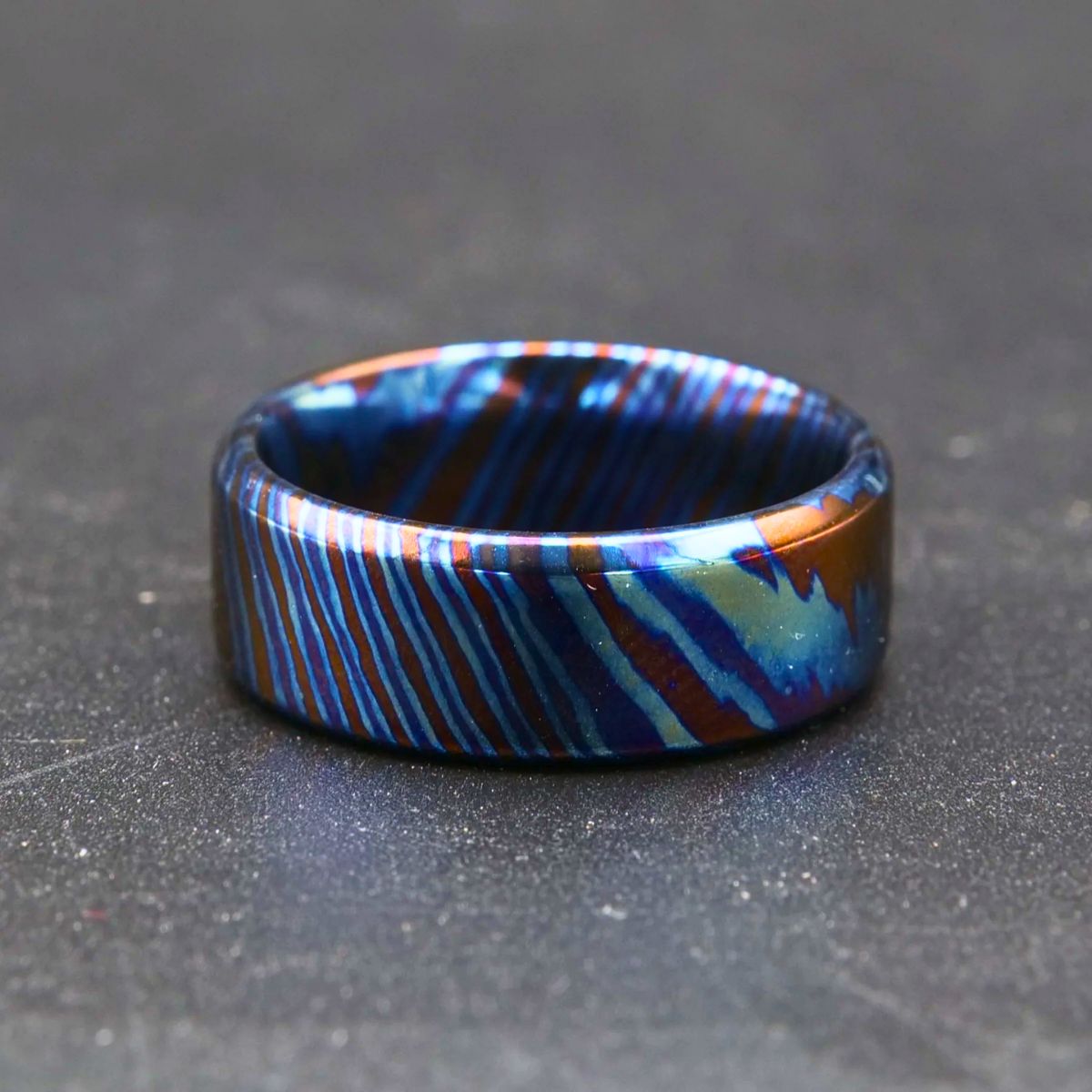 Titan Handcrafted Timascus / Titanium Damascus Ring – Unique Metal Pattern & Bold Design