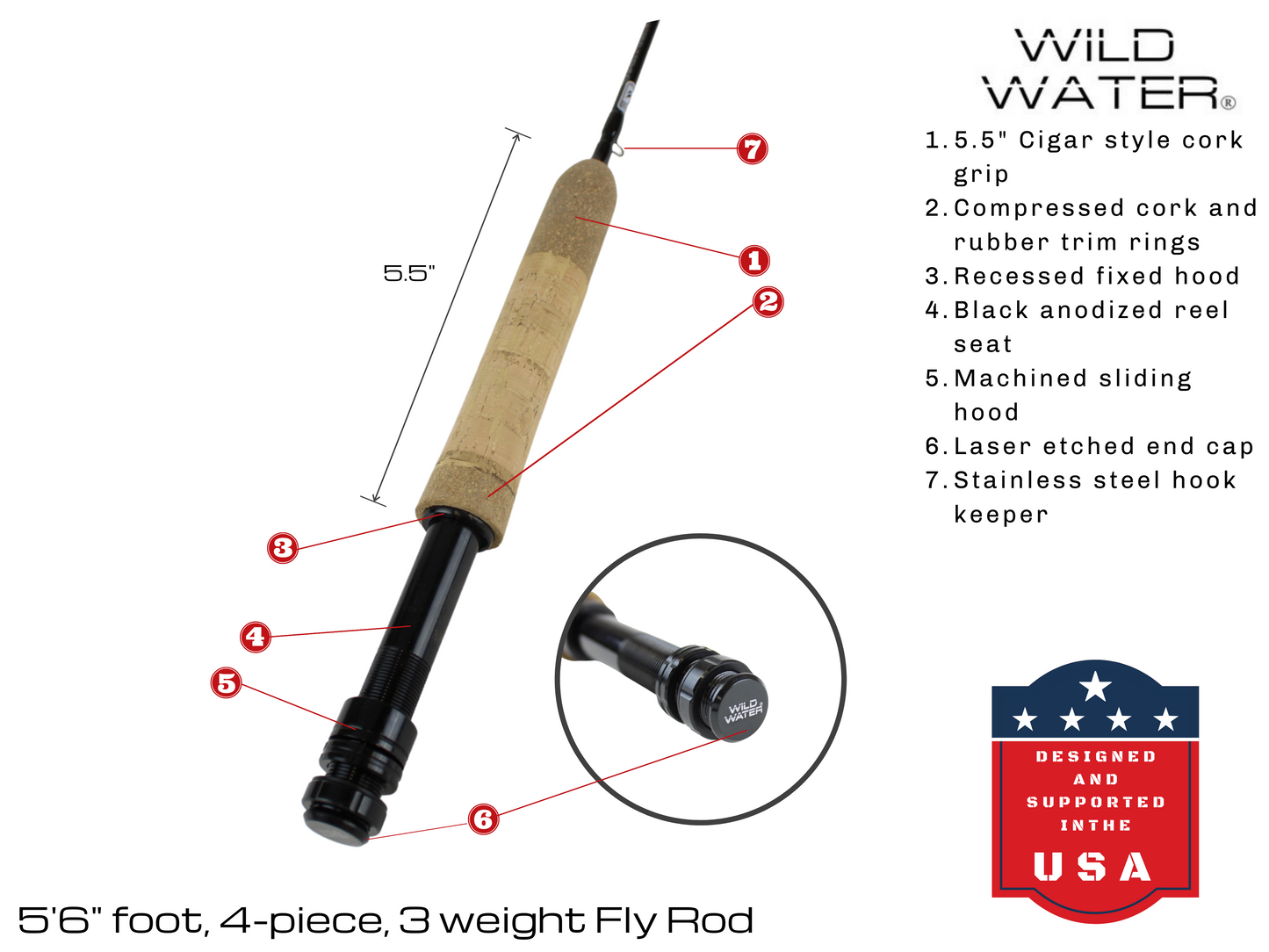 3 weight Fly Rod, 5' 6" | 4-piece | Wild Country | Wild Water Fly Fishing