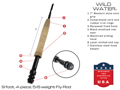 5/6 weight Fly Rod, 9ft | 4-piece | Wild Water Fly Fishing