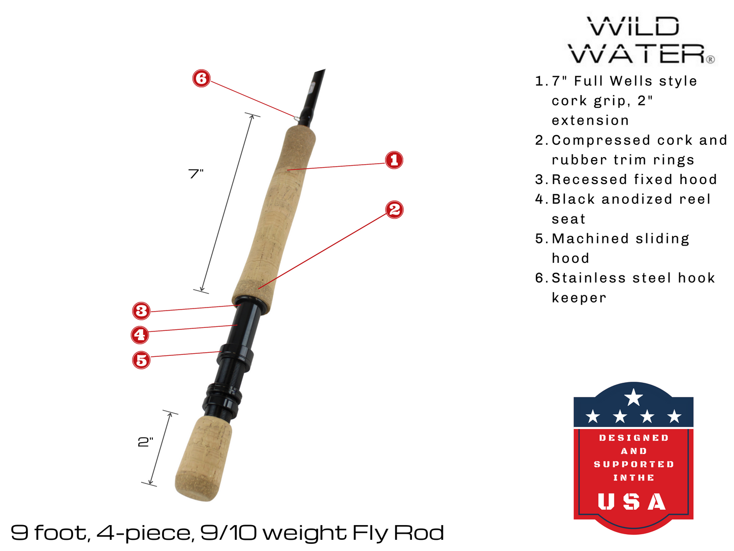 9/10 weight Fly Rod, 9ft | 4 Piece | Wild Water Fly Fishing