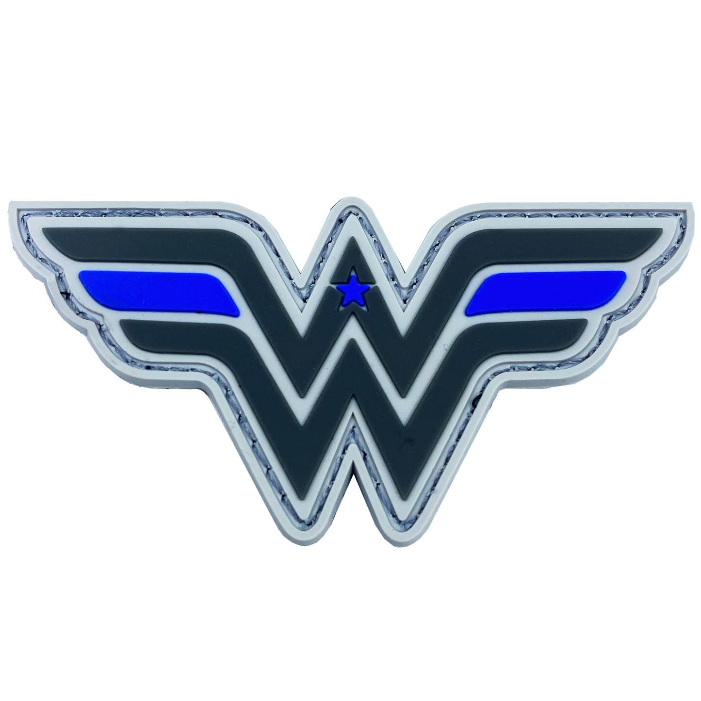 DL5-08 Police Woman Women in Law Enforcement Morale Patch Thin Blue Line Police Patch hook and loop back PVC